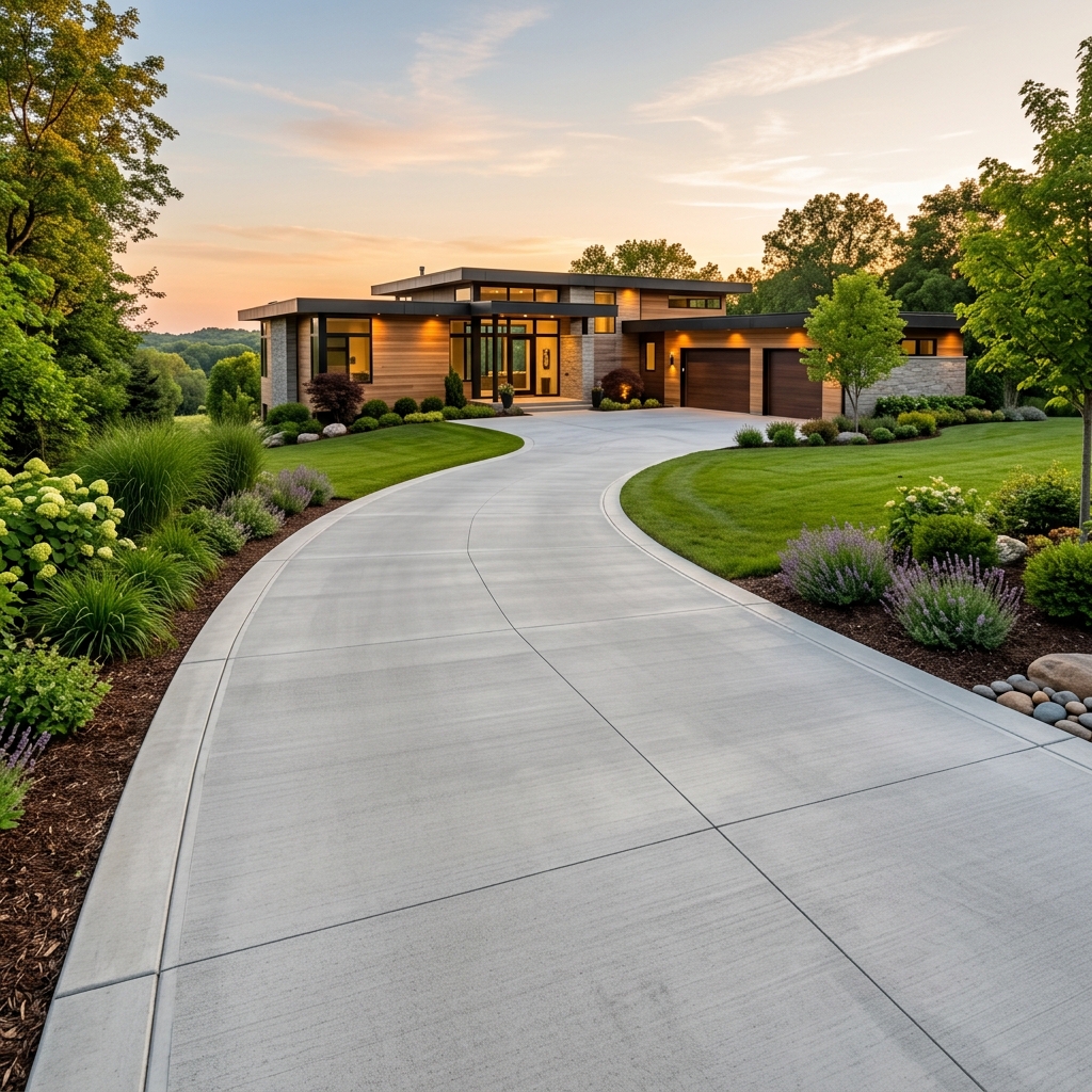 Premium concrete driveway installation project
