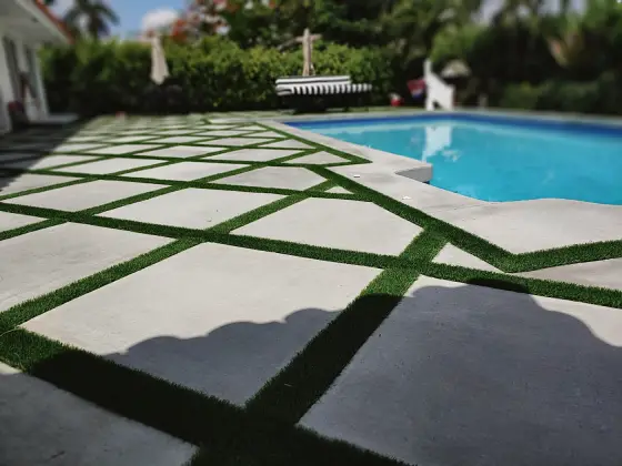 Pool deck slabs — low-angle detail