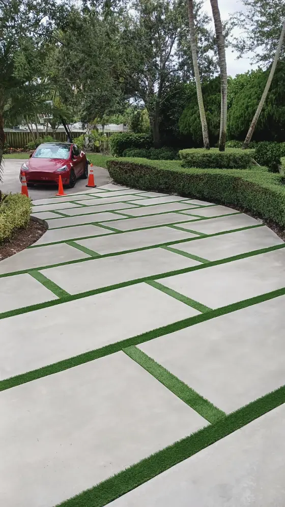 Curved slab driveway