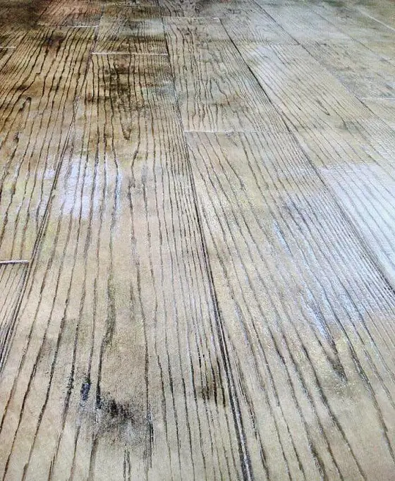 Wood-plank stamped concrete