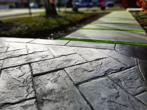 Stamped slate walkway
