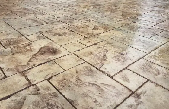 Tan stamped ashlar pattern