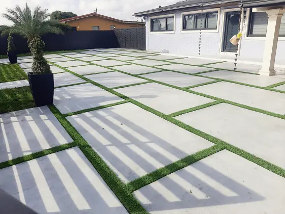 Backyard slab patio