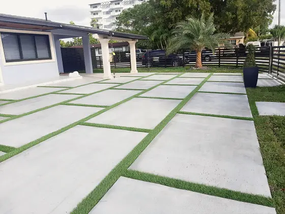 Slab patio with pergola