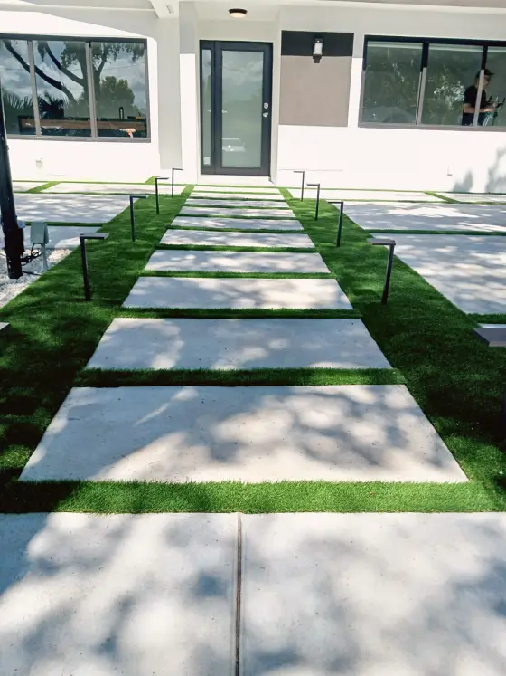 Front entry slabs and turf