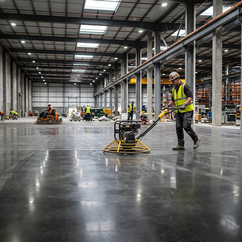 Polished concrete floor installation